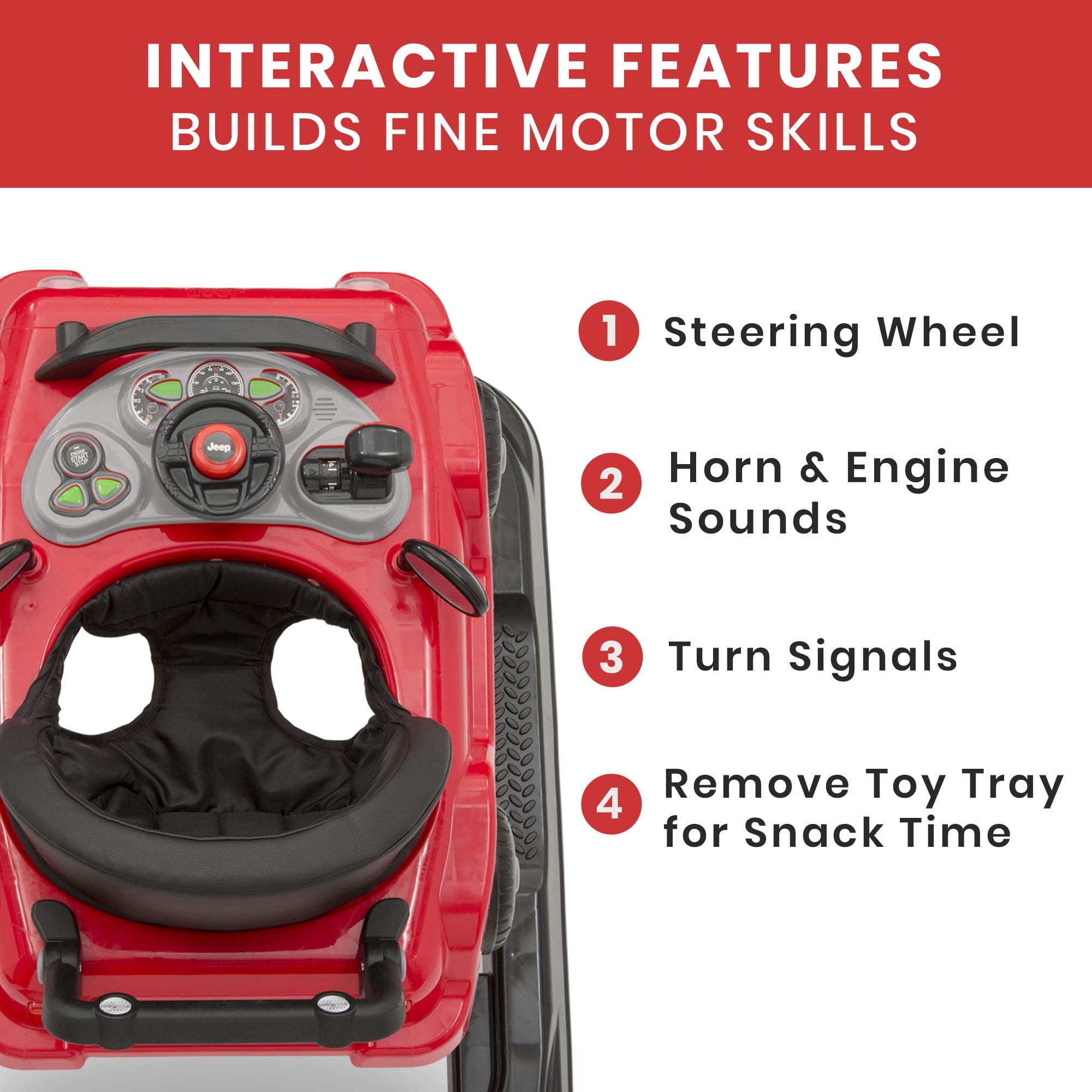 Jeep Classic Wrangler 3-in-1 Grow With Me Walker, Red