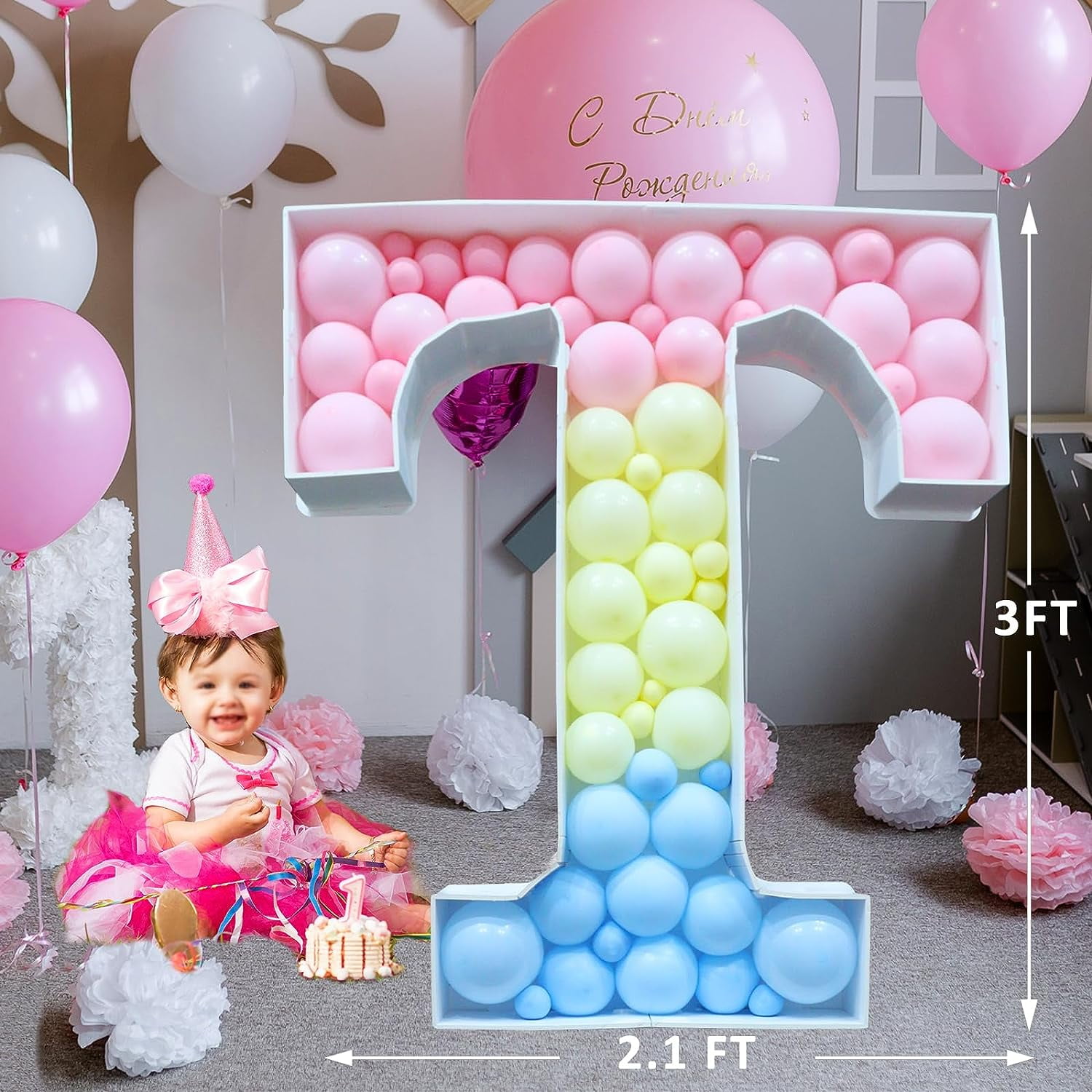 Paper Mache Glitter Letters & Numbers 5.25 x 8.25, Baby's First Birthday,  Cake Smash Decor - Thread