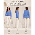 thumbnail image 3 of QUALFORT Women's 100% Cotton V-Neck Pullover Sweater, Long Sleeve Lightweight Sweater for Women, Soft Classic Solid Color Knit Sweater Top, Blue XL, 3 of 7