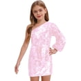 thumbnail image 1 of Runhomal Robe à Paillettes pour Filles Scintillante à une Épaule Bal Concert Fête Tenue Moulante Crayon Robes Rose 14, 1 of 6