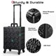 thumbnail image 3 of Byootique Rolling Makeup Train Case 3-Piece Cosmetic Organizer Kit Trolley Organizer Travel Case Lockable Salon Barber Case Traveling Cart Trunk with Wheels for Makeup Artist Trave Nail,Mermaid Black, 3 of 9