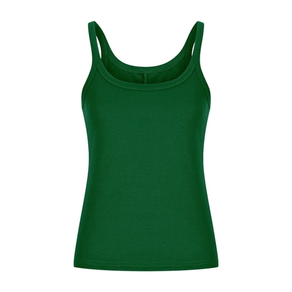 Staron Summer Casual Tank Tops for Women Solid U-Neck Sleeveless Relaxed Basic Tees Workout Shirts, Green 5XL