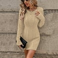 thumbnail image 2 of Women's Fall Fashion Long Sleeve Mini Dress Bodycon Short Party Date Night Going Out Dresses Khaki, 2 of 8