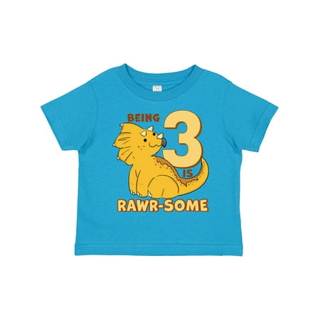 

Inktastic Cute 3 Year Old Triceratops Gift Toddler Boy or Toddler Girl T-Shirt