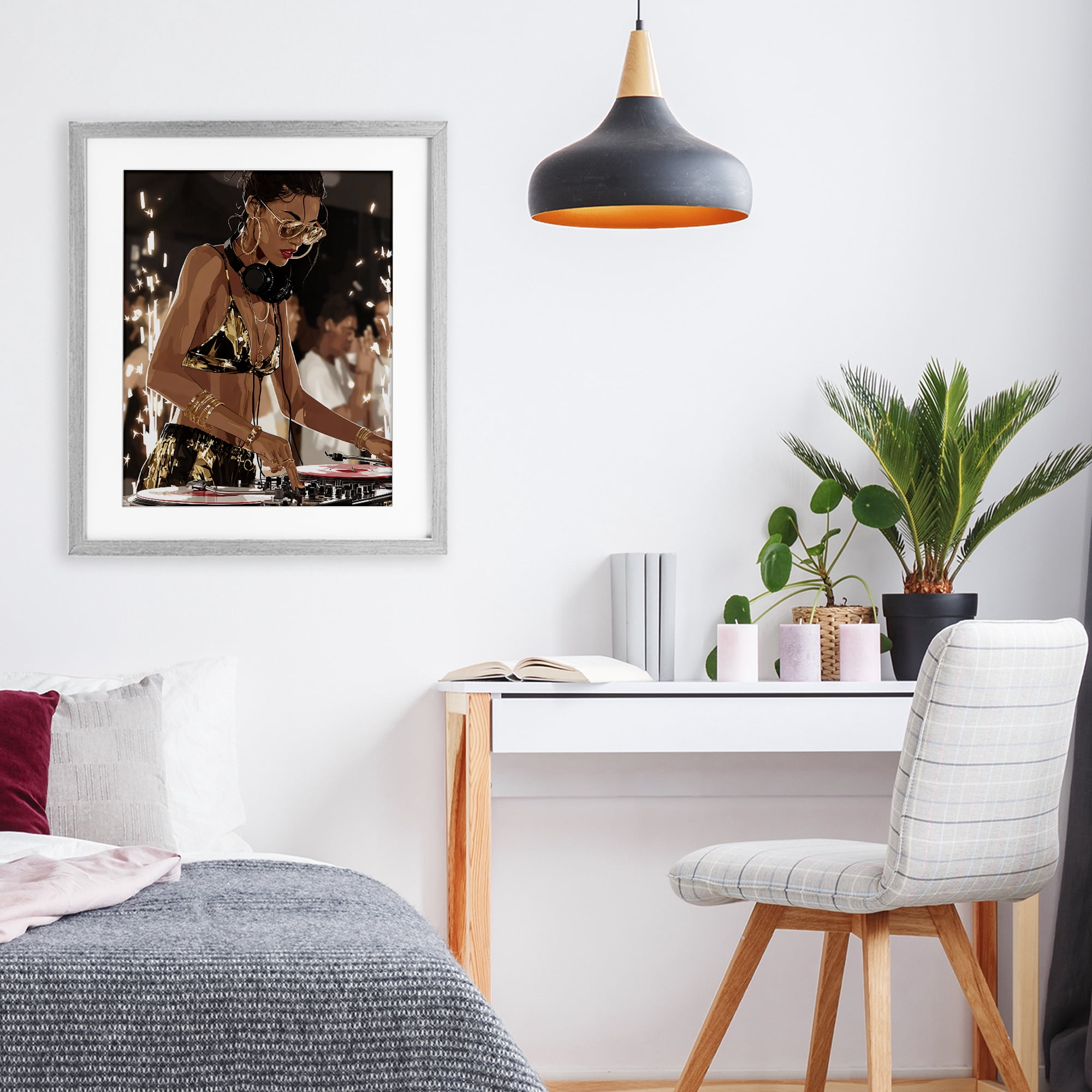 Stupell Industries Party All Night Gilded DJ Gray Framed Print Under Glass, design by Franklyn Gregory