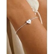 Silvora Elegant Heart Bracelet Women Sterling Silver Initial Letter N Bracelets Charms for Girlfriend Wife Mom