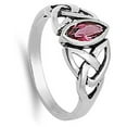thumbnail image 4 of CHOOSE YOUR COLOR Women's Celtic Weave Simulated Ruby Ring .925 Sterling Silver Band Red CZ Female Size 5, 4 of 4