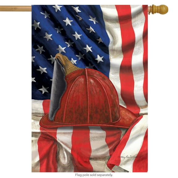 Briarwood Lane Fireman Helmet House Flag