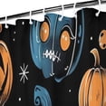 thumbnail image 3 of Halloween Pumpkins Skulls Bats and Eyeballs Shower Curtain 36"x72" ,Bathroom Decorative Shower Curtains Set with 12 Hooks,Modern Waterproof Washable Shower Curtain, 3 of 6