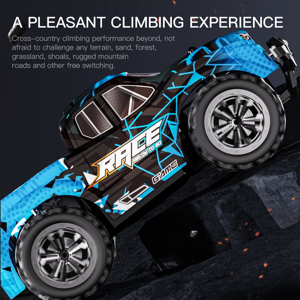 KF24 1:20 RC Car for Kids Boys,2.4GHZ Remote Control,2WD High-Speed Monster Truck Racing Cars with Lights,Gifts for Birthday,2 Batteries