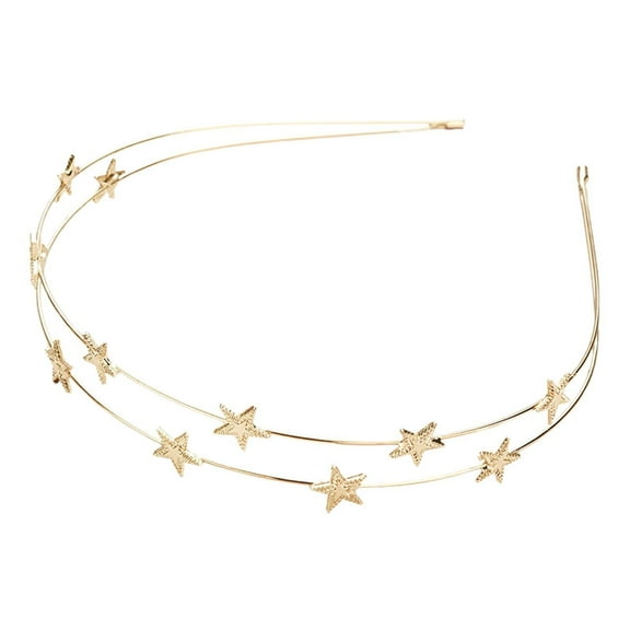 UJNDER GlamourGal Double Layer Star Headband Elegant Metal Hair Accessory for Everyday Use Headbands for Women Gold