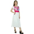 thumbnail image 4 of Bimba Robe Droite en Rayonne Blanche pour Femmes avec Poche Longueur Genou Tenue d'Été, 4 of 7