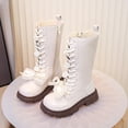 thumbnail image 4 of NOKIO Bottes de Combat pour Filles à Lacets Imperméables en Cuir PU avec Fermeture Éclair Latérale Mode Décontractée Hiver Chaudes Plein Air Randonnée Marche Chaussures Antidérapantes, 4 of 7