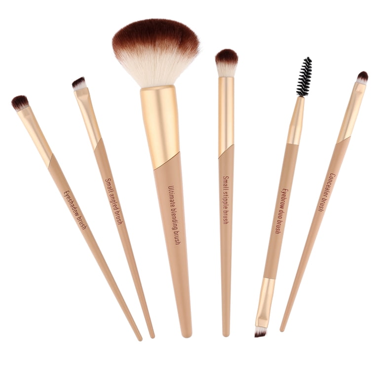 Six-Piece Foundation Makeup Brush Set, Gold photo 1