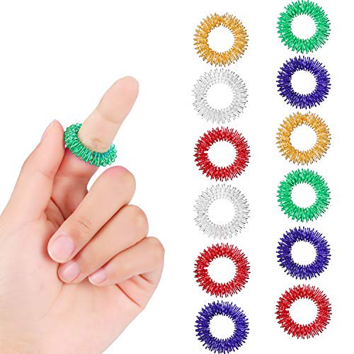 12 Pieces Spiky Sensory Finger Rings, Spiky Finger Ring/Acupressure