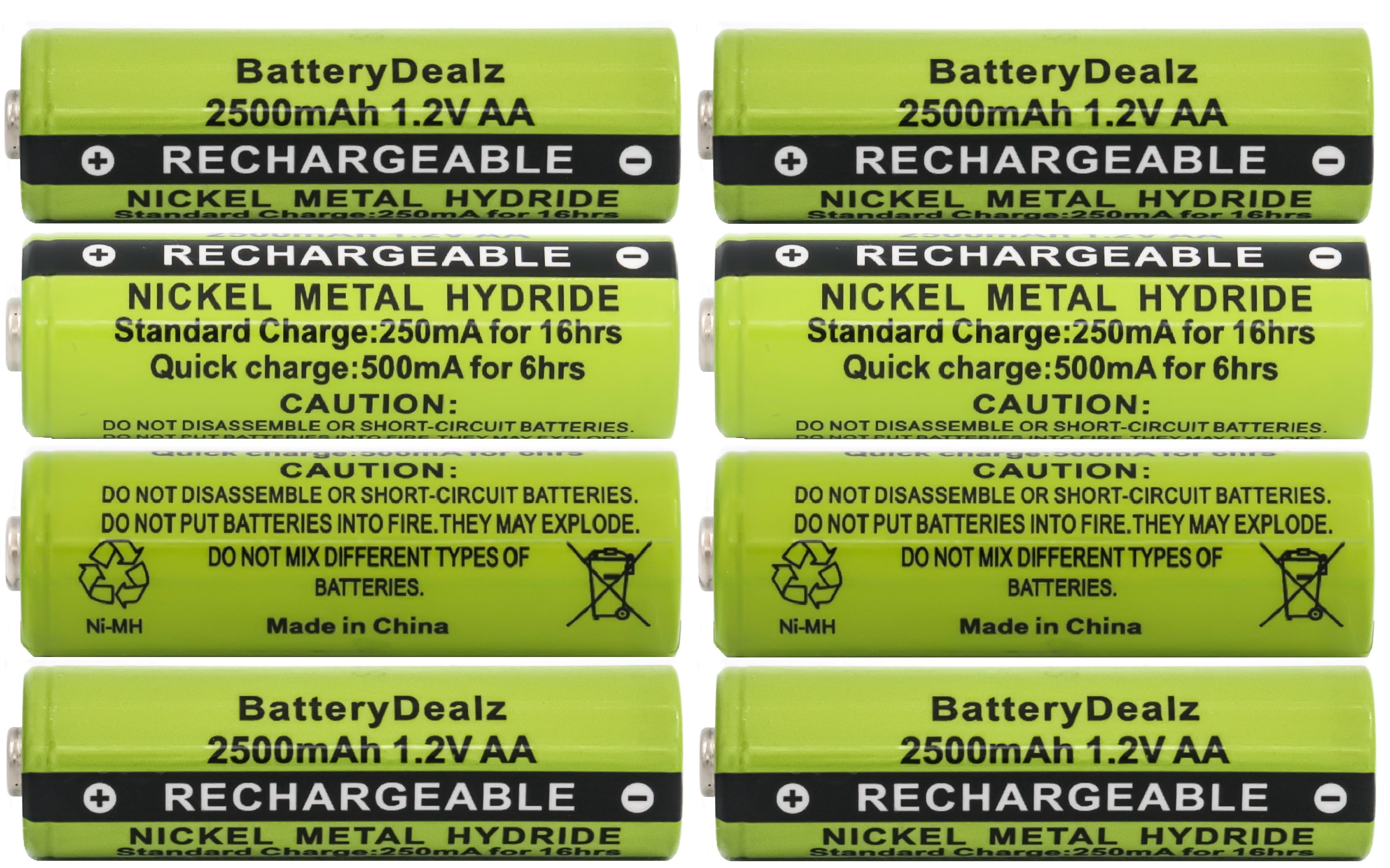 BatteryDealz Rechargeable AA NiMH HighCapacity Batteries (8Pack