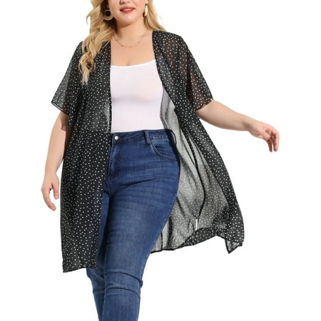 botsing Reizende handelaar globaal Cardigan taille plus pour femme à pois léger Kimono Cover Up Noir XL |  Walmart Canada
