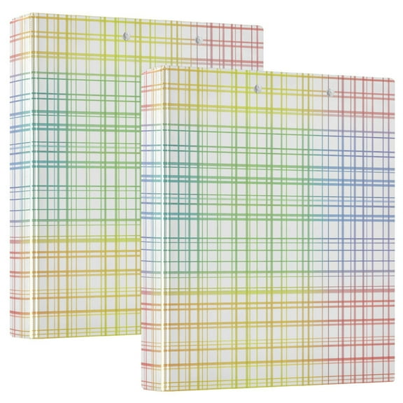 ALAZA Checkered Plaid Hardcover 3 Ring Binder 1.5" Round Rings Interior Pockets Binders Organizer 2 Pack