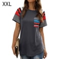 thumbnail image 1 of Camiseta de mujer Camiseta de manga corta con estampado de rayas Camiseta casual de verano, Gris, XXL tholdsy AP001701-15, 1 of 7