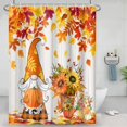 thumbnail image 4 of Fall Pumpkin Shower Curtain Autumn Yellow Maple Leaves Rustic Sunflowers Shower Curtains for Thanksgiving Bathroom Set Holiday Bath Bathtub Decorations Fabric with Hooks, 72x72 Inch, 4 of 6