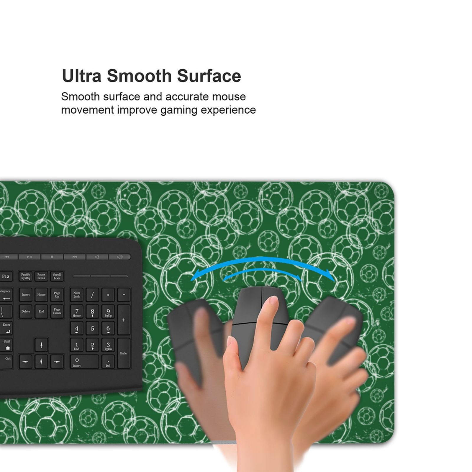 Xecao Soccer Print Large Mouse Pad, 16x35.5in Mousepad, Professional Non-Slip Rubber Base Big Mouse Pad, Mouse Pad for Gaming & Office Full Desk Mouse Pad