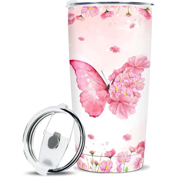 Butterfly Gifts for Women Butterfly Tumbler Stainless Steel 20oz Coffee Travel Cup Gifts for Woman Girls Friend Spirit Animal Lovers Birthday Christmas