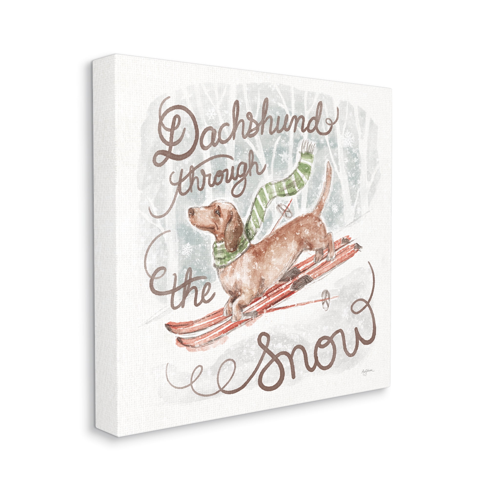 Stupell Industries Dachshund Through Snow Holiday Painting Gallery Wrapped Canvas Art Print Wall Art, 36 x 36