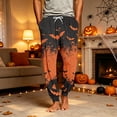 thumbnail image 4 of Domuza Mens Halloween Pajamas Pants Casual Stretch Waist Drawstring Jogger Pj Pants Horror Novelty Graphics Comfy Soft Home Trousers Black L, 4 of 6