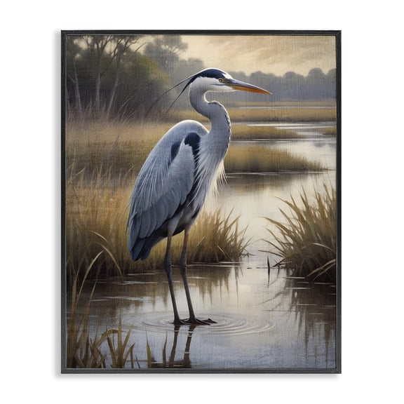 Stupell Industries Traditional Heron in Serene Marshlands Black Framed Giclee Art, 11 x 14, by Susan Arnot