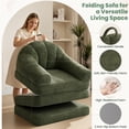thumbnail image 3 of Yaheetech 2-in-1 Convertible Sofa  Bed Folding Sleeper Chair Bed Chenille Sofa with Armrests  Bean Bag Chair for Living Room, Green, 3 of 7