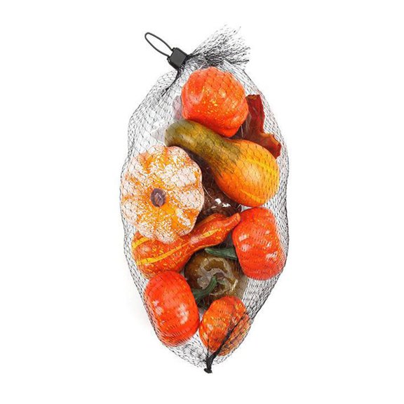 50pcs Fall Pumpkins Decor Set Mini Artificial Gourd Maple Leaves Acorns Decors for Halloween Thanksgiving Centerpieces