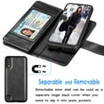 thumbnail image 3 of Galaxy A01 Case, [US Version] Galaxy A01 Wallet Case, Tekcoo Luxury PU Leather Cash Credit Card Slots Holder Carrying Folio Flip Cover [Detachable Magnetic Hard Case] Kickstand for Samsung A01 [Black], 3 of 6