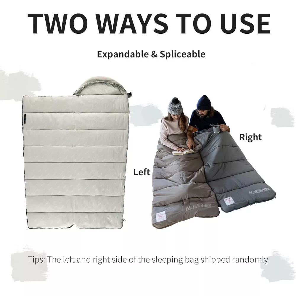 Naturehike Sleeping Bag for Adults with Hood, Hollow Cotton Sleeping Bag, Waterproof Spliceable Sleeping Bags for Camping, Hiking, Traveling- Right