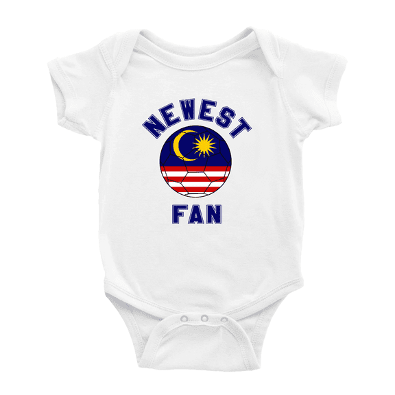 Newest Malaysia National Soccer Team Fan Cute Baby Romper (White, 12-18 Months)