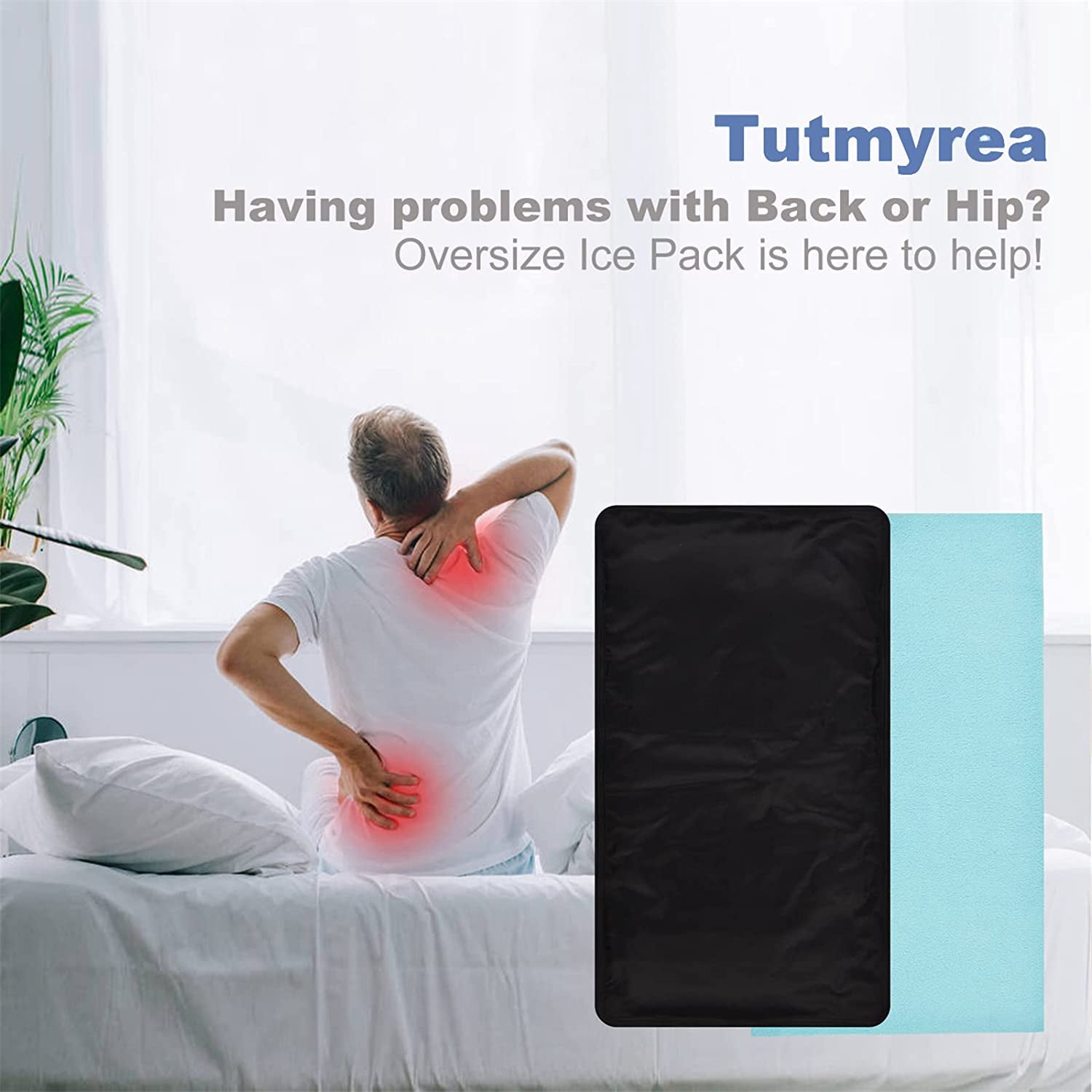 Ktinnead 12"x 21" Extra Large Gel Ice  Hot Pack with Soft Fabric Cover Ice Packs for Injuries Reusable Back Pain Relief/Physical Therapy Cold Compress Flexible Cooling Pad for Knee, Hip, Sciatica