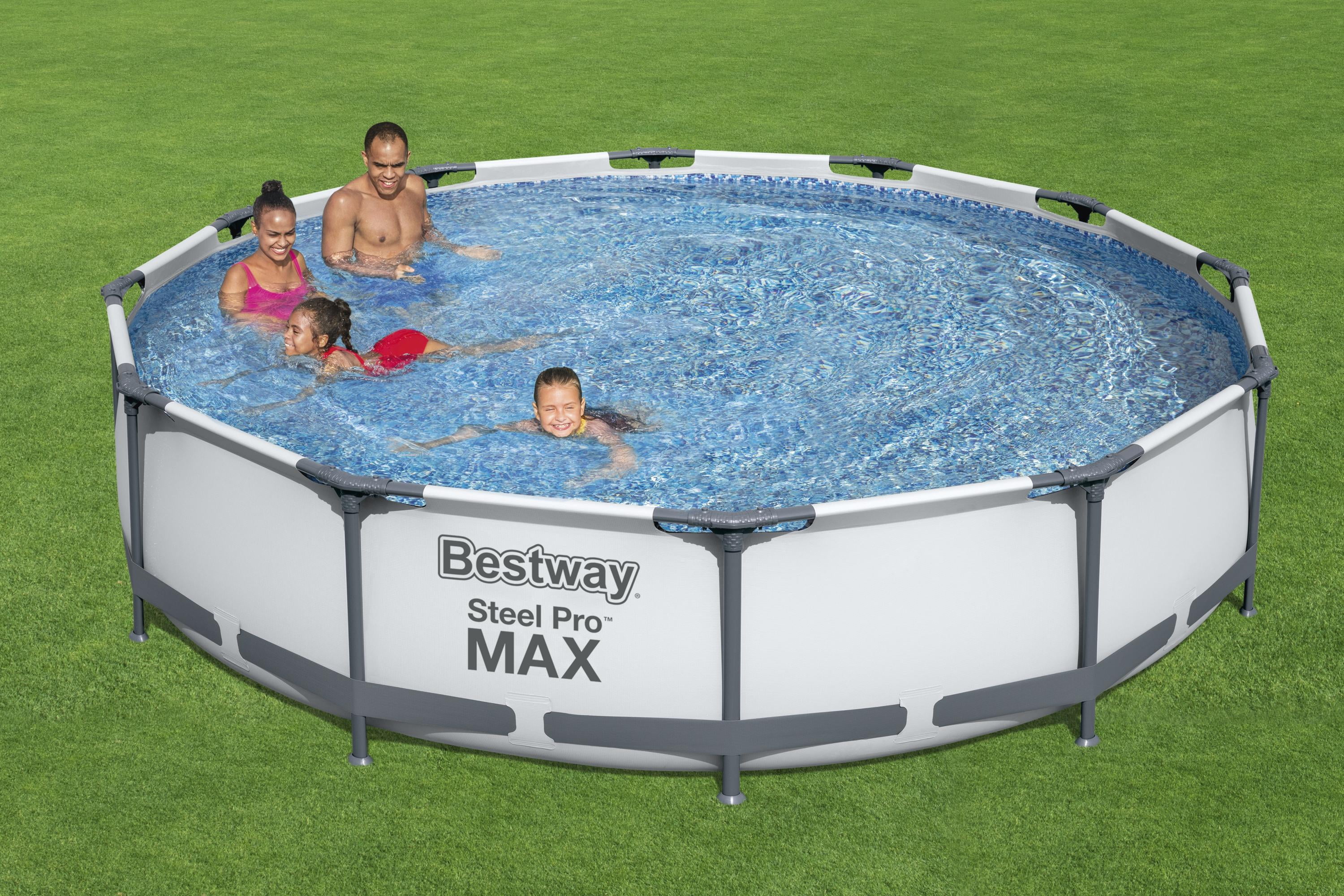 Bestway Steel Pro Max 12ft x 30in Frame Round Above Ground Swimming Pool w/  Pump - Walmart.com
