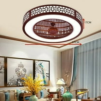 Ceiling Fan Lights Chinese Style Invisible Flush Mount Chandelier Fan Remote 64W