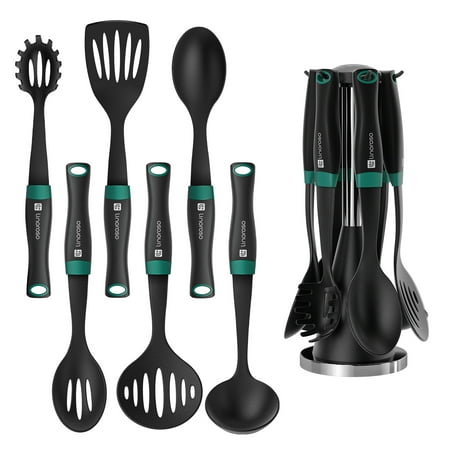 

Linoroso 7 Pieces Elevate Nylon Cooking Utensils Set Kitchen Utensil Set with 7 Pieces Elevate Exquisite Rotating Stand