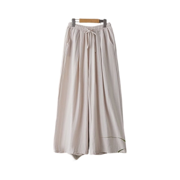 Women's High Waisted Wide Leg Pants Elastic Drawstring Casual Loose Lounge Palazzo Pants with Pockets