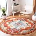 thumbnail image 2 of SAFAVIEH Madison Elinor Traditional Distressed Area Rug, Orange/Light Blue, 6'7" x 6'7" Round, 2 of 8