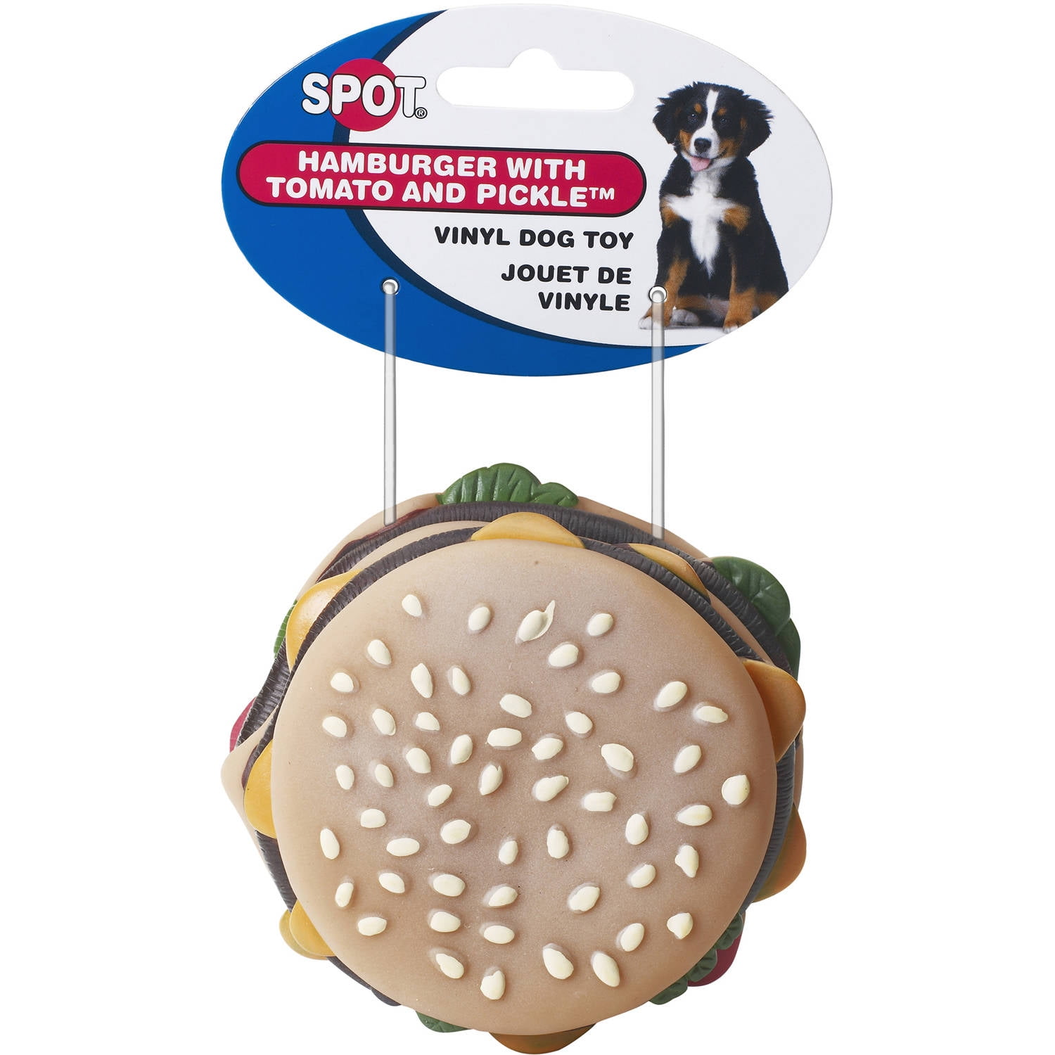Spot 03086 31/2" Vinyl Hamburger with Tomato and Pickle Dog Toy