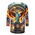 thumbnail image 4 of GERsome American Flag Tops for Women 4th of July Patriotic T-Shirt USA Flag Stars Stripes Graphic 3/4 Sleeve Crewneck Shirts Loose Fit Summer Tee S-5XL, 4 of 5
