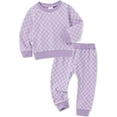 thumbnail image 2 of WESIDOM Toddler Girl Clothes Checkered Long Sleeve Pullover Tops + Pants Toddler Baby Sweatsuit Fall Winter Outfits, 2 of 7