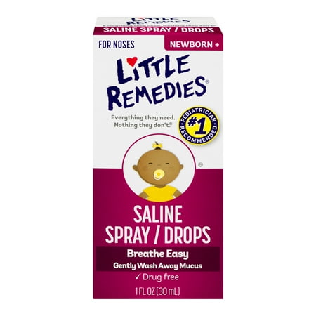 (2 pack) Little Remedies Saline Spray/Drops Newborn, 1.0 FL (Best Home Remedy For Runny Nose And Sneezing)