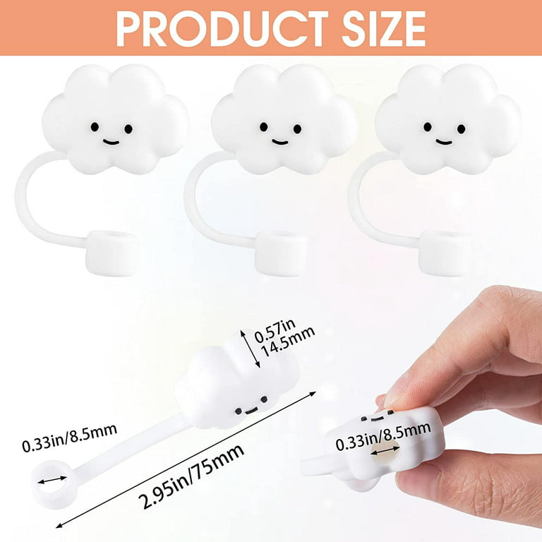 6Pcs Silicone Straw Cover Reusable Cloud Cartoon Pattern Plugs Tip  Anti-dust Straw Protector Set for 6-8 mm(1/4 Inch) Straw Travel Home  Outdoor Gift 