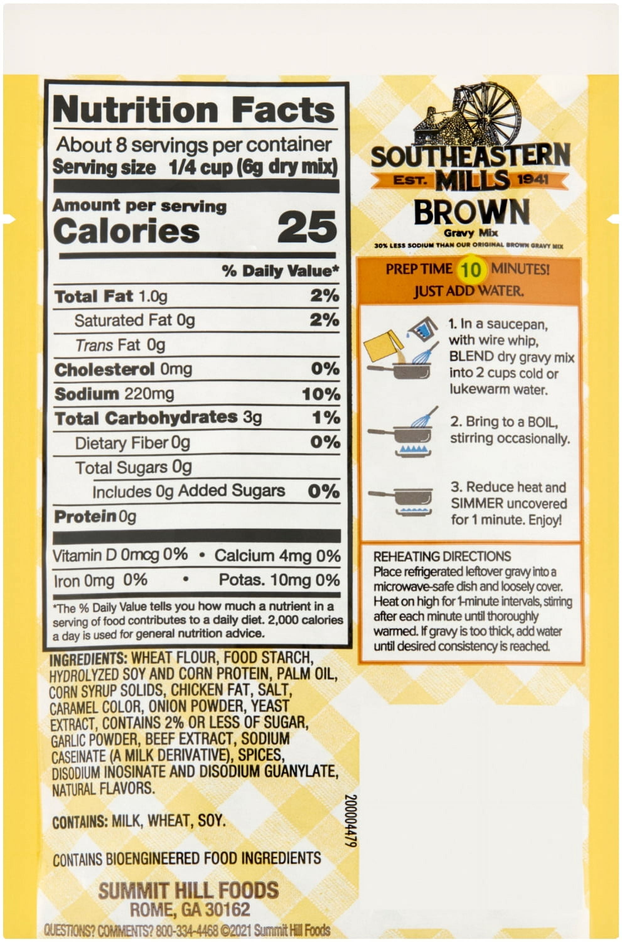 (3 pack) Southeastern Mills Brown Gravy Mix Pouch, 1.7 oz – 30% Less Sodium, Easy to Prepare, Perfect for Biscuits, Mashed Potatoes & More