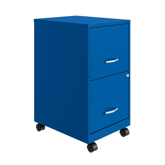 Space Solutions 18" 2 Drawer Mobile Smart Vertical File Cabinet, Classic Blue