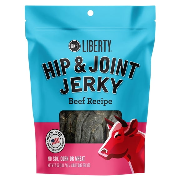 BIXBI Liberty Functional Jerky, Hip & Joint, Beef flavored Jerky Treats for Dogs, 5 oz