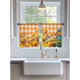 thumbnail image 2 of Sheer Curtains 54 inches Long 2 Panels Set Fall Hills House Tree Orange White Plaid Cartoon Fall Tiers Sheers Rod Pocket Small Window Short Curtains for Kitchen Cafe, Each 52" W x 54" L, 2 of 7
