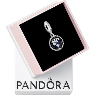 Spinning Globe Dangle Charm - Compatible with Moments - Sterling Silver, Enamel & Cubic Zirconia - Gift for Her - Jewelry for Women with Gift Box